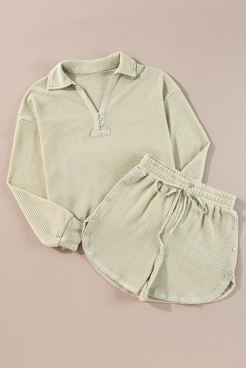 Dulce Parchment Textured Long Sleeve Lounge Set