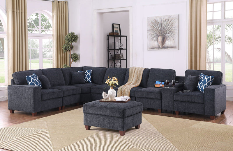 Lily - Sectional Sofa With Ottoman - Black
