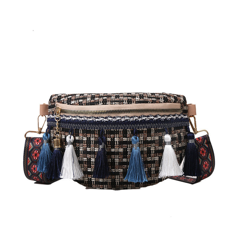 Casual Travel Tassel Woven Shoulder Bag