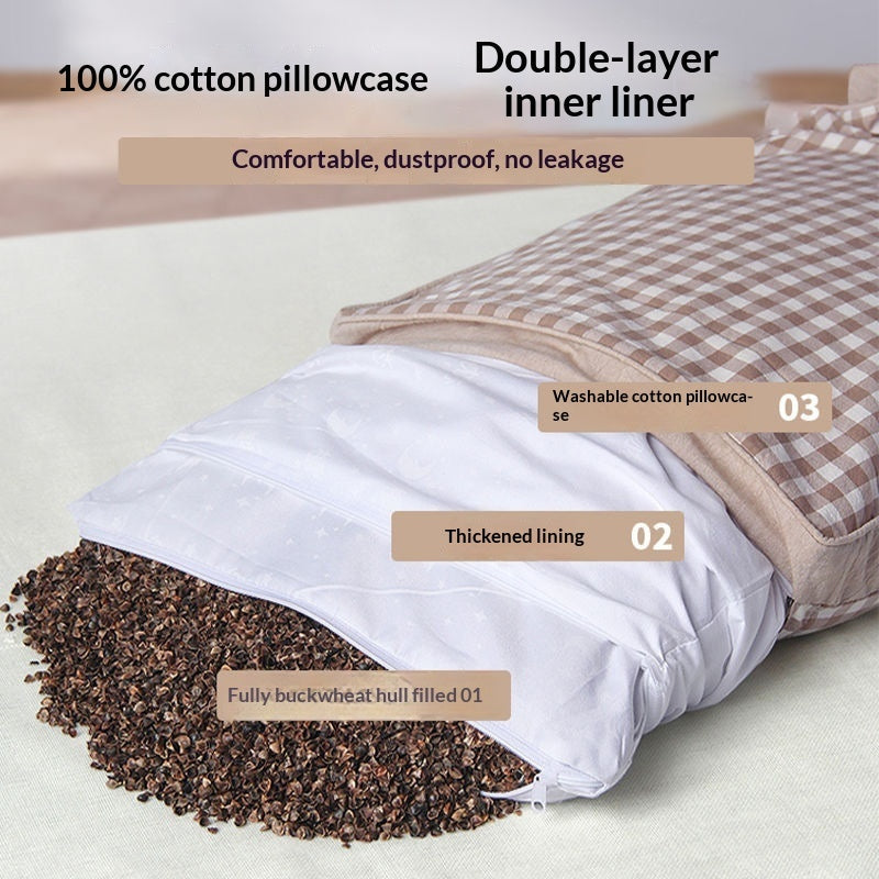 Buckwheat Cervical Pillow – All-Cotton Washable Neck Support for Deep Sleep