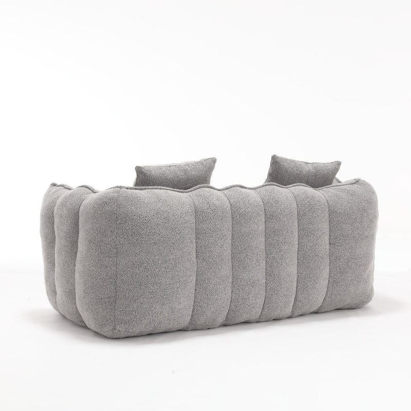Cozy Beanbag Chair with High Resilience Foam Core for Two - Grey Chenille, 66x35x25 inches
