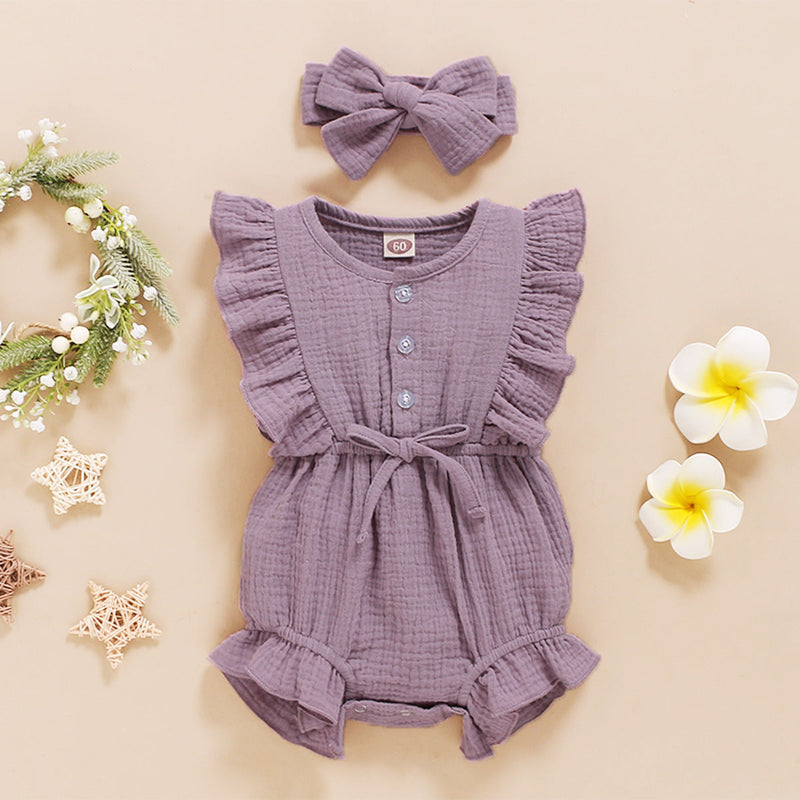INS Baby Spring And Autumn Models New European And American Sleeveless Solid Color Personality Baby Girl Romper Romper