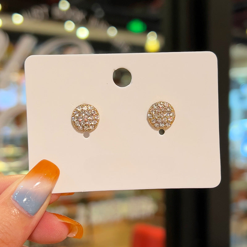 Geometric Round Full Rhinestone Earrings