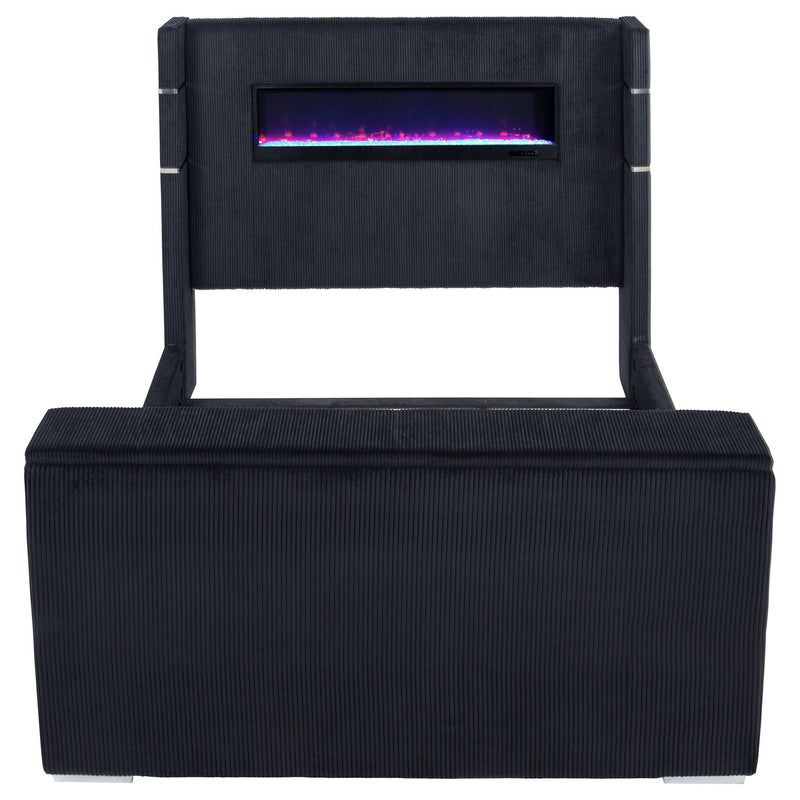 Tisdall Eastern King Flame Visualizer Wingback TV Bed Black
