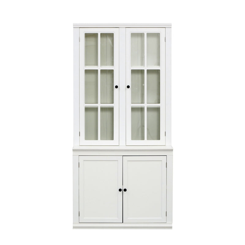 Retro Style Hutch Cabinet With Glass Door, China Cabinet For Home