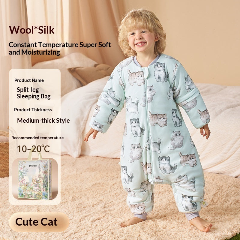 Sleeping Bag Silk Wool Autumn And Winter Thickened Constant Temperature For Children