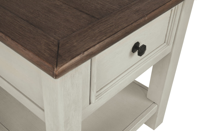 Bolanburg - Rectangular End Table - White / Brown / Beige