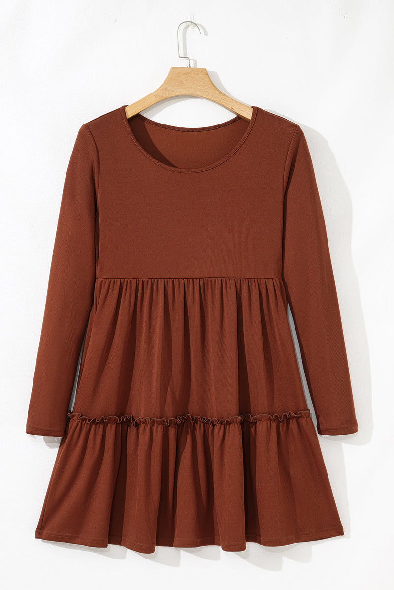 Everleigh Ribbed Frilled Trim High Waist Dress