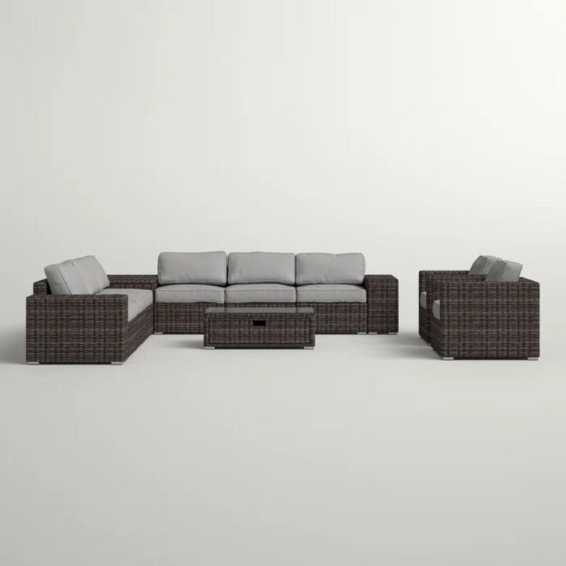 Stylish Rattan Wicker Person Seating Group With Premium Sunbrella Cushions Perfect For Outdoor Entertaining