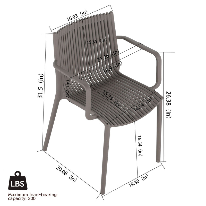 4 Modern Stackable Armchair Matched With Long Table