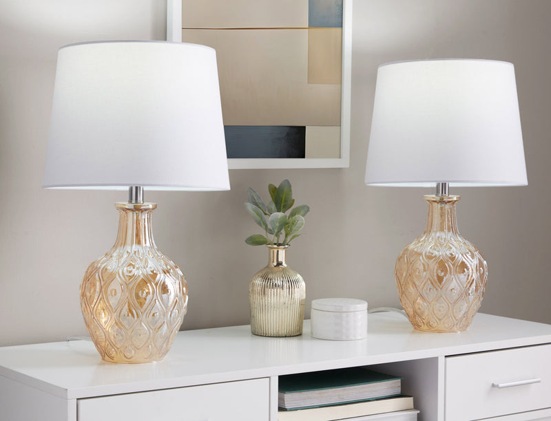Gloria Round 20" Contemporary Glass Accent Lamp - Set of 2