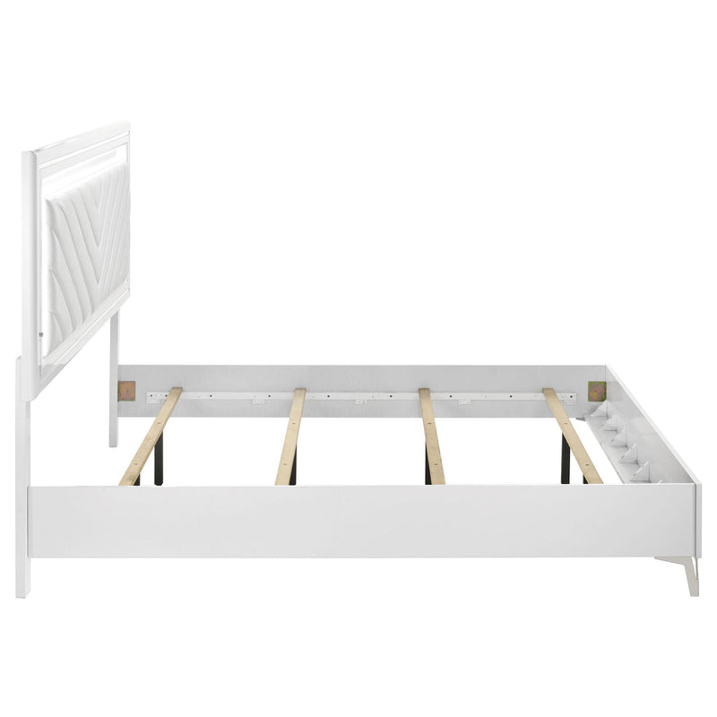 Cassia Eastern King LED Panel Bed White High Gloss