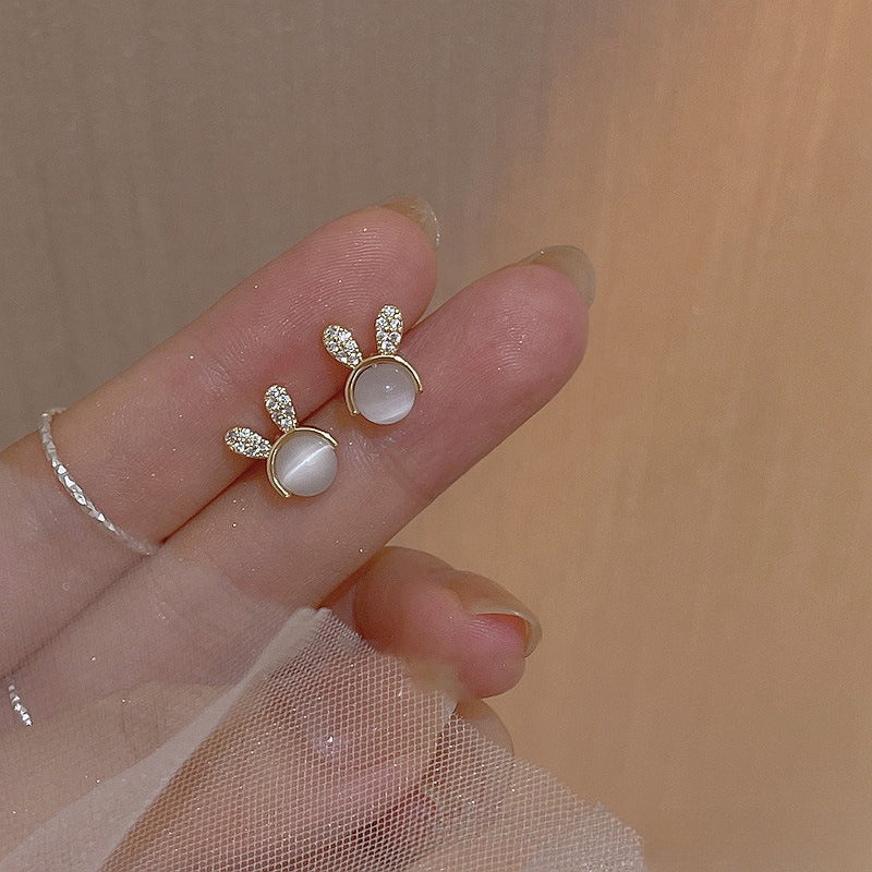 Opal Cute Rabbit Stud Earrings