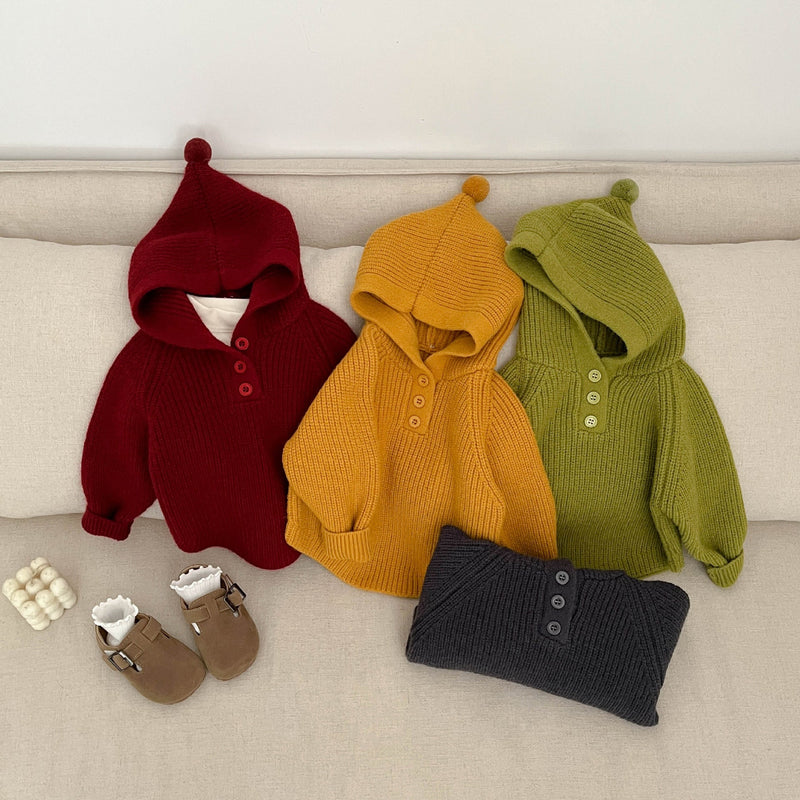 Thickened Hooded Knitted Pullover For Spring And Autumn