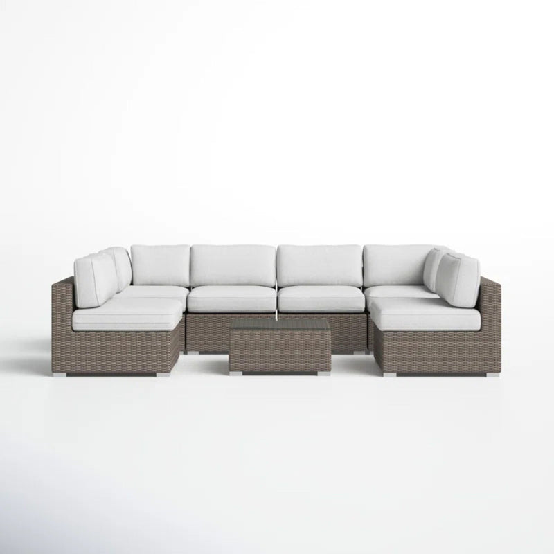 Seating Set With Cushions Handcrafted Wicker Design