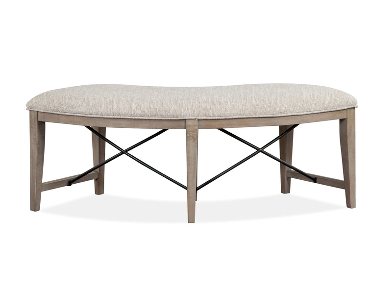 Paxton Place - Curved Bench With Upholstered Seat - Dovetail Gray