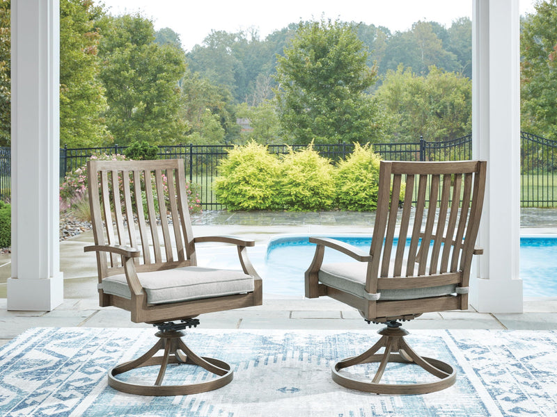 Rainier Ranch - Swivel Chair With Cushion (Set of 2) - Brown / Beige
