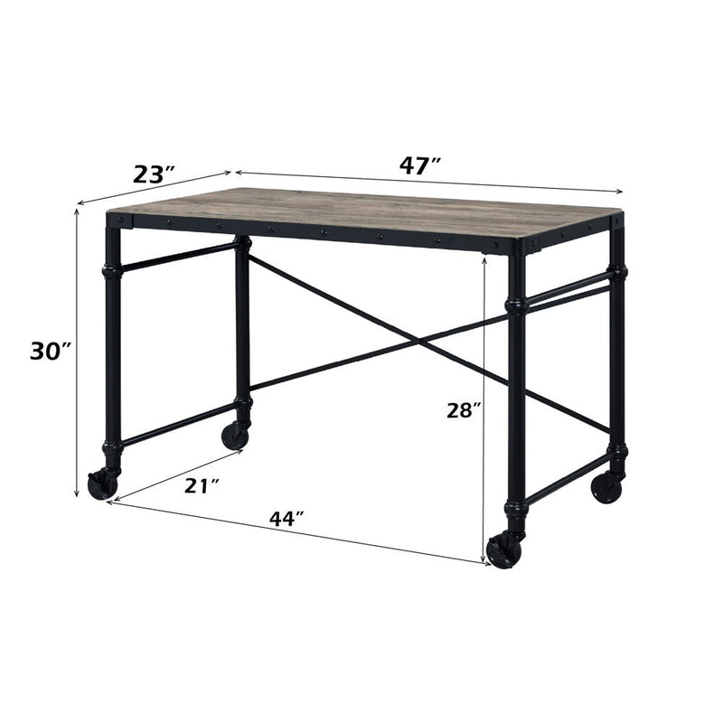 Oklarth - Writing Desk - Rustic Oak & Black
