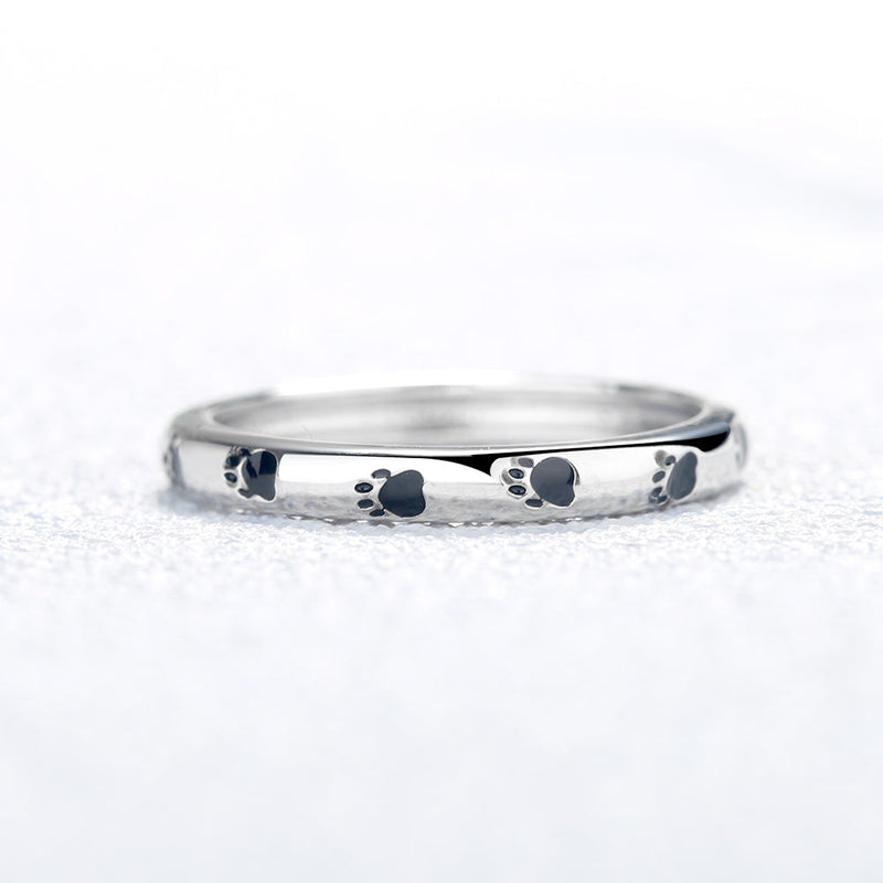 Amy and Annette Sterling Silver Paw Print Band