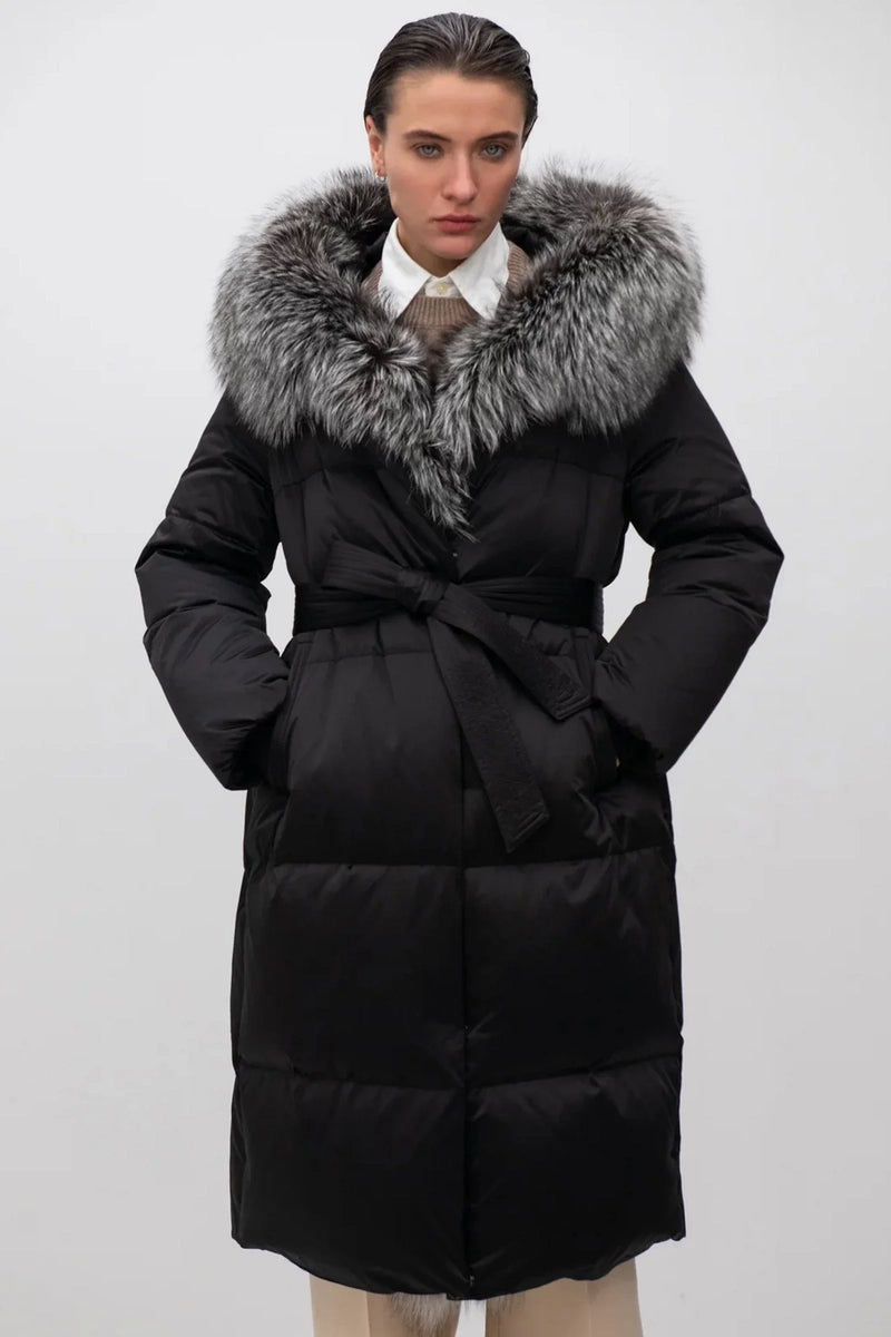 Charlotte Genuine Silver Fox Down Parka
