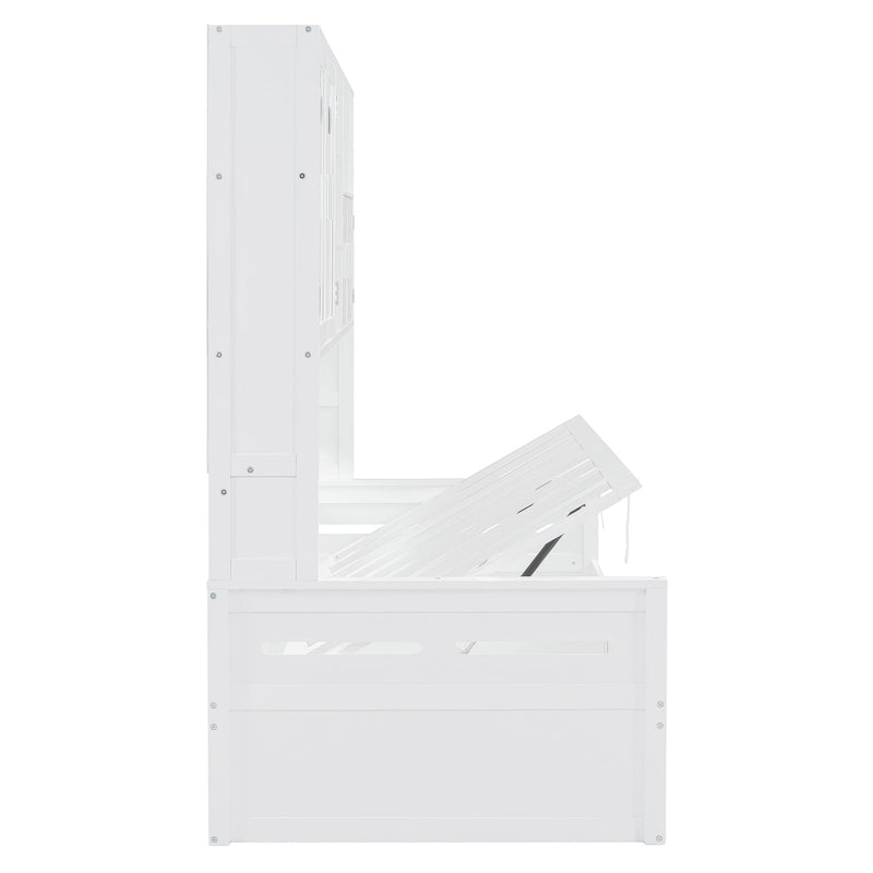 Daybed With All-In-One Cabinet And Shelf