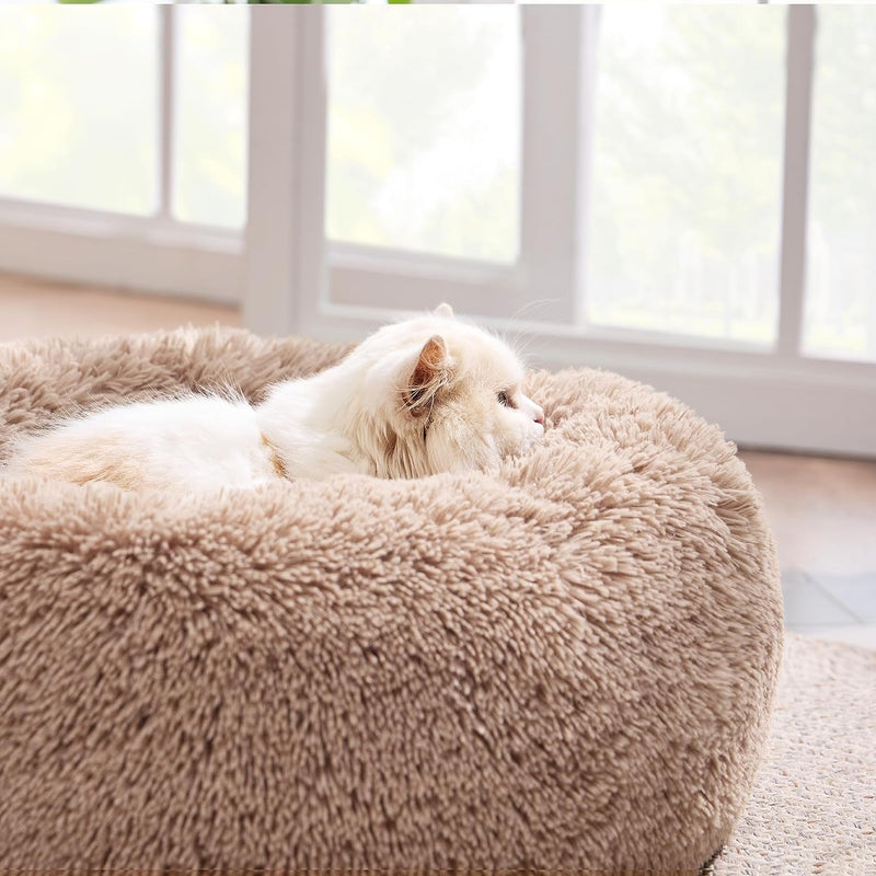 Anti-Slip round Fluffy Plush Faux Fur Pet Bed