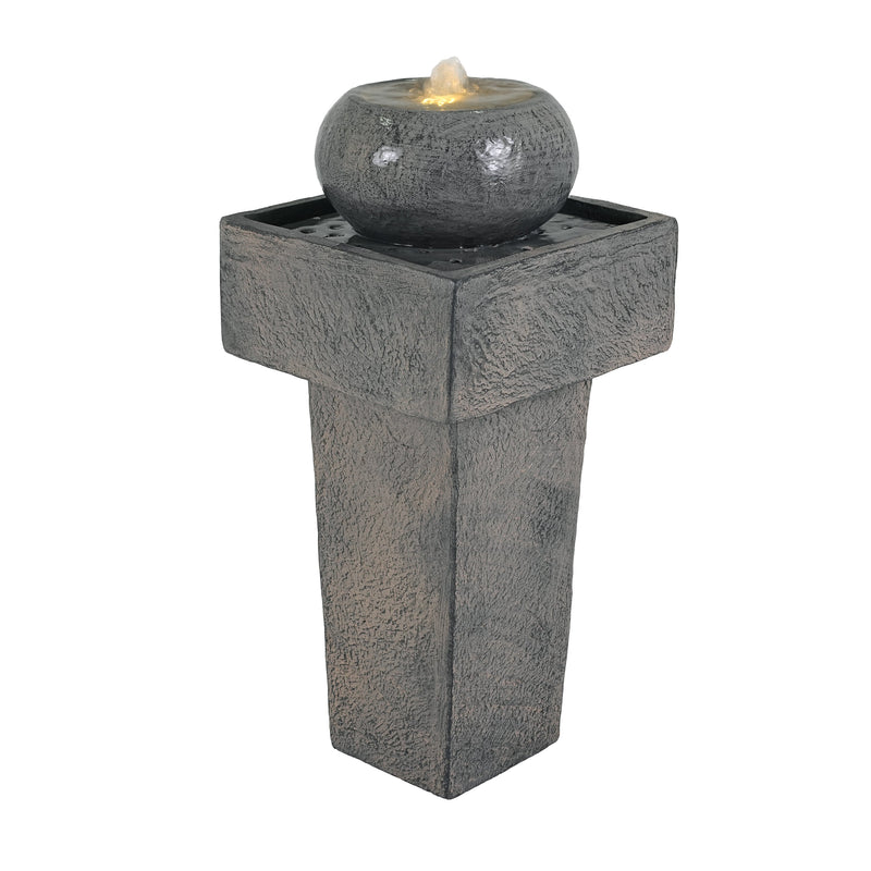 25.59'H Minimalist Concrete Column Fountain with LED Lighting