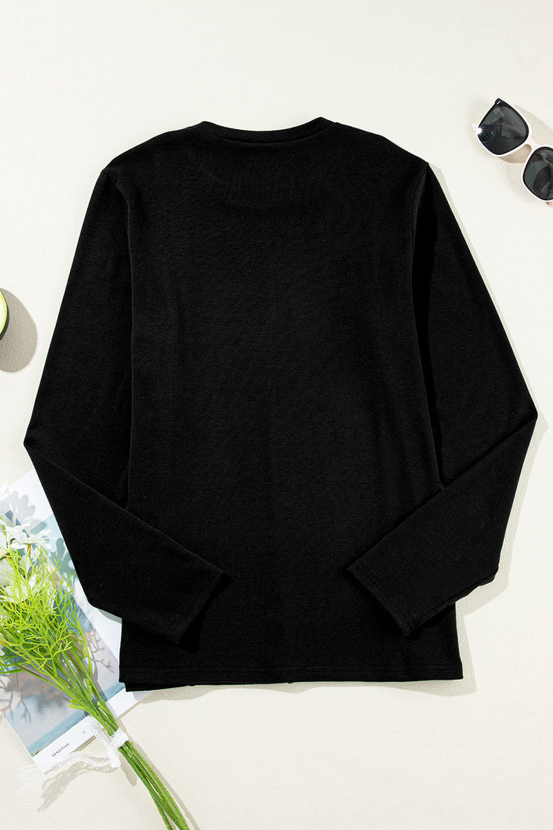 Judith Solid Exposed Seam Long Sleeve Top