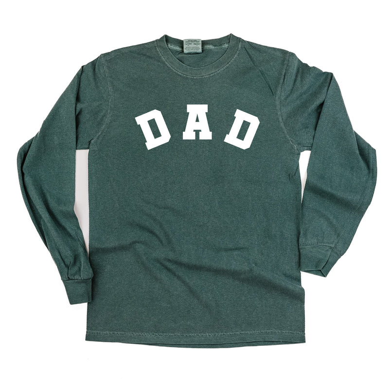 Dad - Arched Varsity - Long Sleeve Comfort Colors Tee