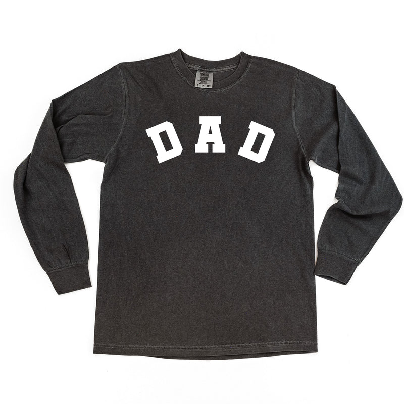 Dad - Arched Varsity - Long Sleeve Comfort Colors Tee