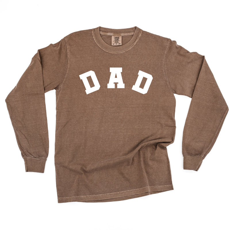 Dad - Arched Varsity - Long Sleeve Comfort Colors Tee