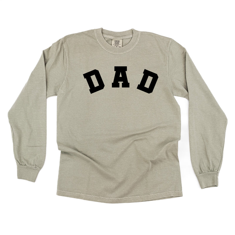 Dad - Arched Varsity - Long Sleeve Comfort Colors Tee