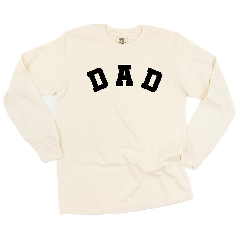 Dad - Arched Varsity - Long Sleeve Comfort Colors Tee