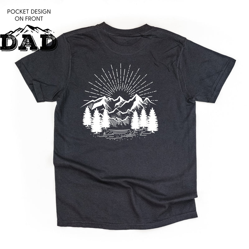 Dad w/ Mountains - Mountain Scene (pf&b) - Comfort Colors Tee