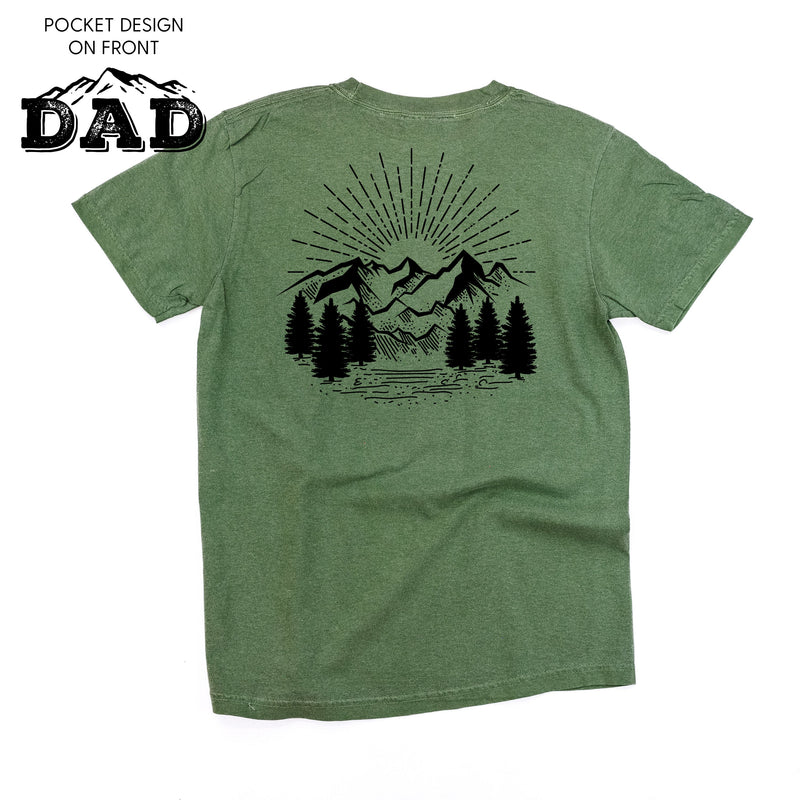 Dad w/ Mountains - Mountain Scene (pf&b) - Comfort Colors Tee