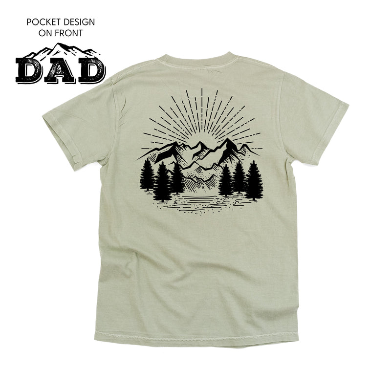 Dad w/ Mountains - Mountain Scene (pf&b) - Comfort Colors Tee