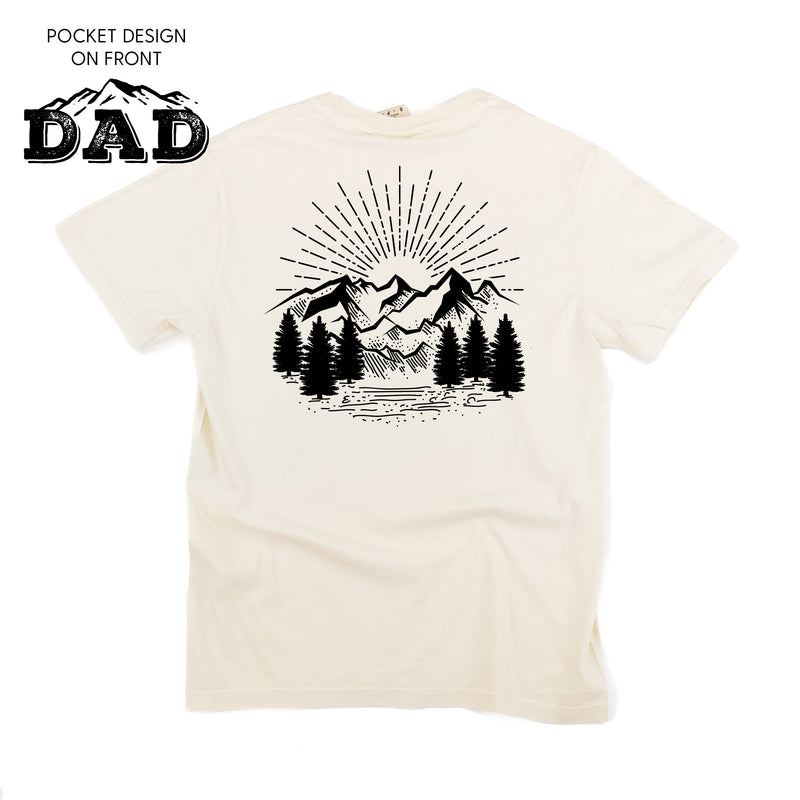Dad w/ Mountains - Mountain Scene (pf&b) - Comfort Colors Tee