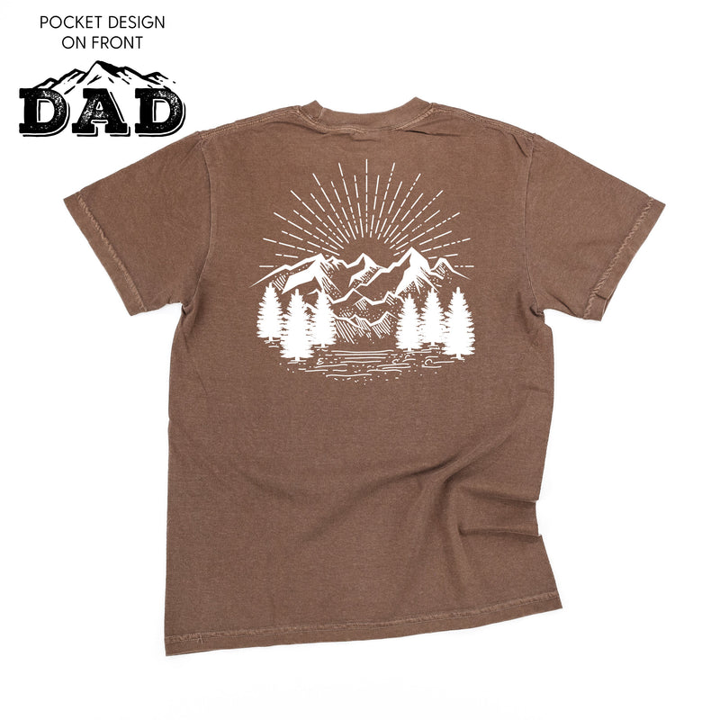 Dad w/ Mountains - Mountain Scene (pf&b) - Comfort Colors Tee