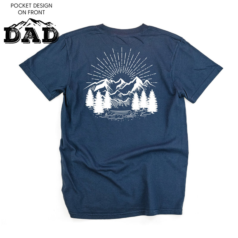 Dad w/ Mountains - Mountain Scene (pf&b) - Comfort Colors Tee