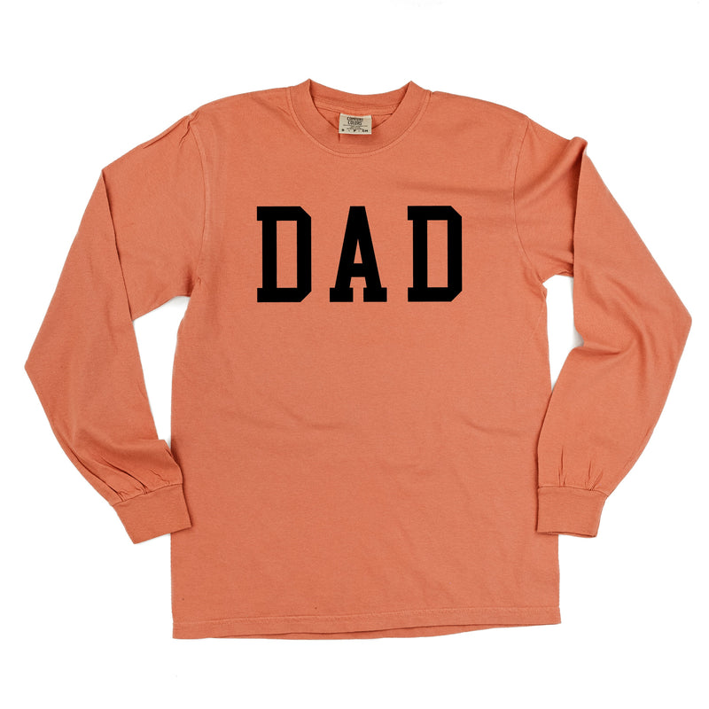 Dad - Varsity Straight Line - Long Sleeve Comfort Colors Tee