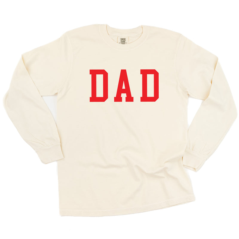Dad - Varsity Straight Line - Long Sleeve Comfort Colors Tee