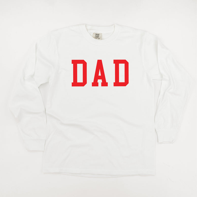 Dad - Varsity Straight Line - Long Sleeve Comfort Colors Tee