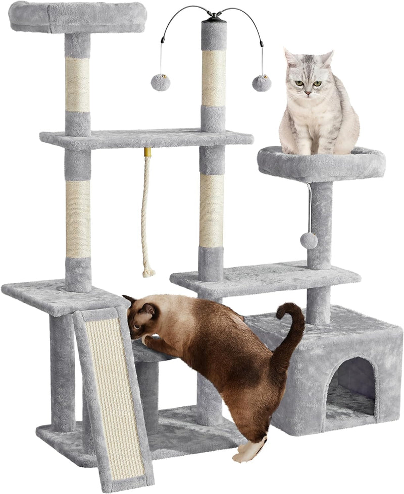 Ultimate 53.5-Inch Rotatable Cat Tree: Multi-Level Playground for Kittens and Large Cats with Cozy Condo and Scratching Posts in Light Gray