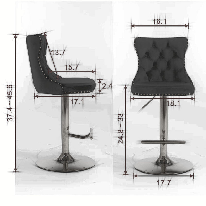 Swivel Barstools Adjusatble Seat Height From 25-33", Modern Upholstered Base Bar Stools With Backs Comfortable Tufted For Home Pub And Kitchen Island (Set of 2)