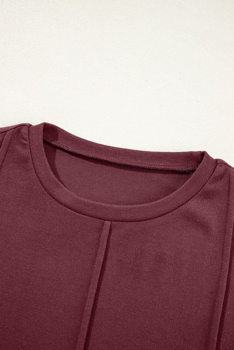 Judith Solid Exposed Seam Long Sleeve Top