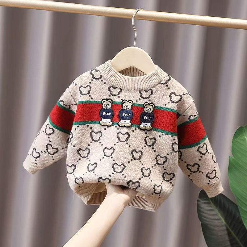 Boys' Velvet Thickening Sweater Girls' Pullover
