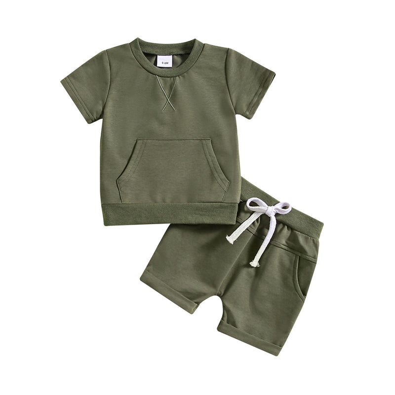 Boys And Girls Alphabet Embroidery Two-piece Suit