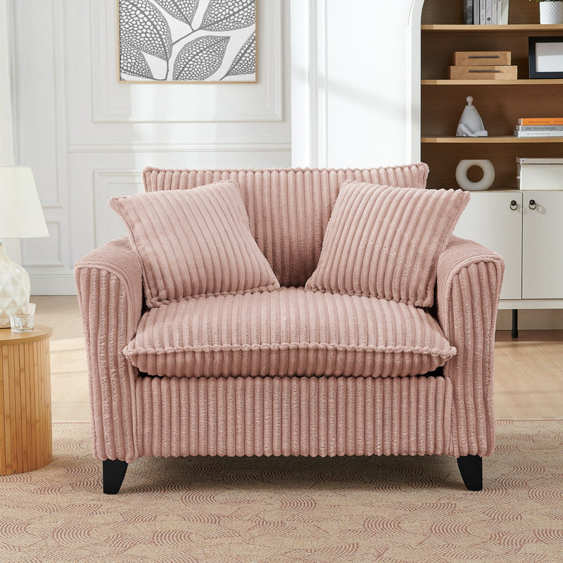 Lazy sofa chair, comfortable single-person sofa chair, with a backrest and soft seat cushion, having armrests on both sides, suitable for living room and bedroom - Pink