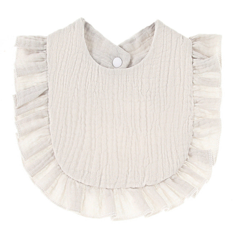 Ruffled Cotton Gauze Lace Bib Saliva Pocket