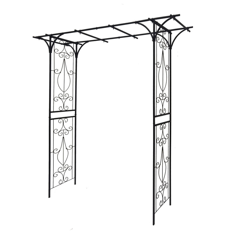 Metal Garden Arch Climbing Plants Support Rose Arch Outdoor - Black
